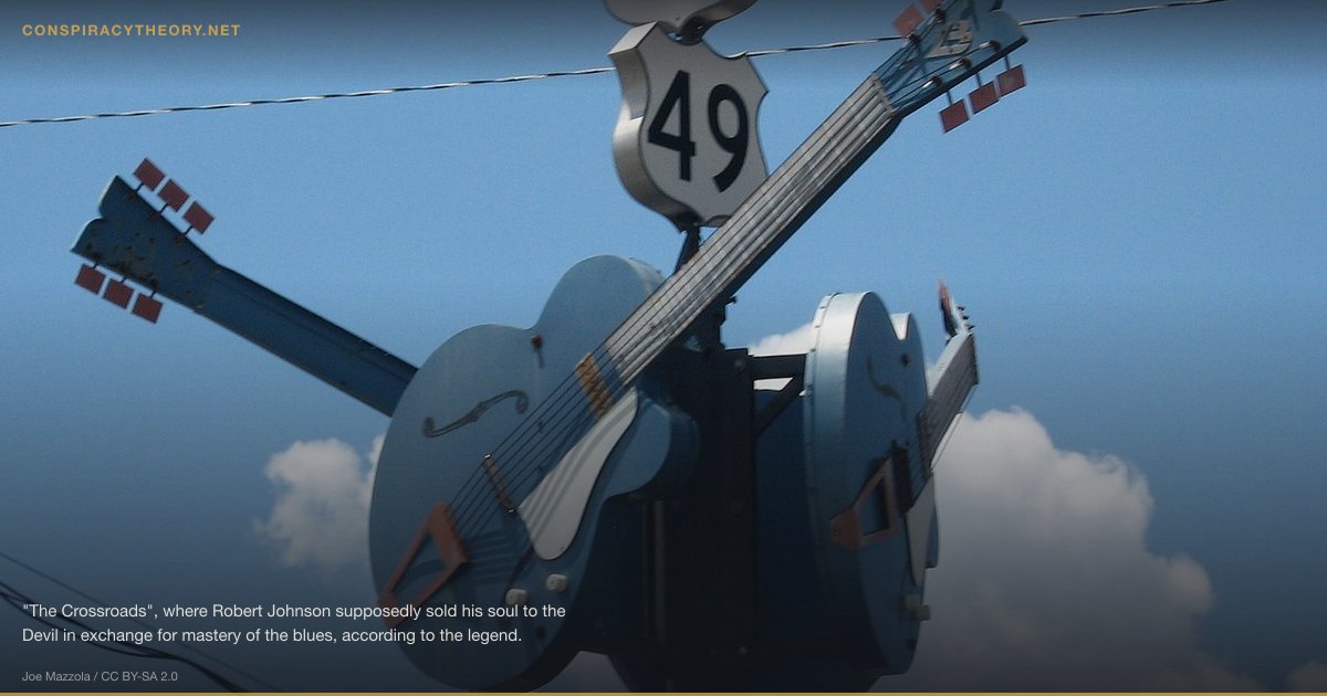 The 27 Club Curse — "The Crossroads", where Robert Johnson supposedly sold his soul to the Devil in exchange for mastery of the blues, according to the legend. It is the intersection of U.S. Routes 61 and 49, at Clarksdale, Mississippi, United States.