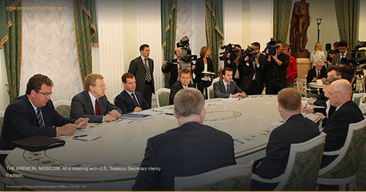 2008 Banking Bailout Conspiracy (2008) — THE KREMLIN, MOSCOW. At a meeting with U.S. Treasury Secretary Henry Paulson.