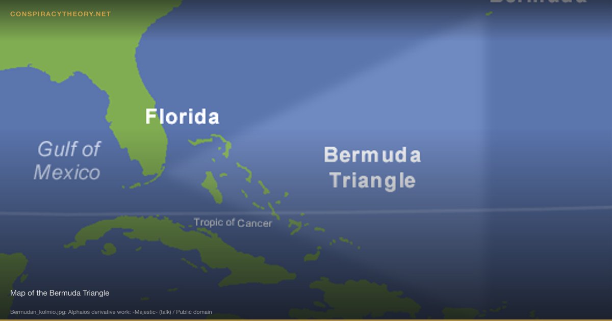 Bermuda Triangle — Ships and Aircraft Disappear (1950) — Map of the Bermuda Triangle