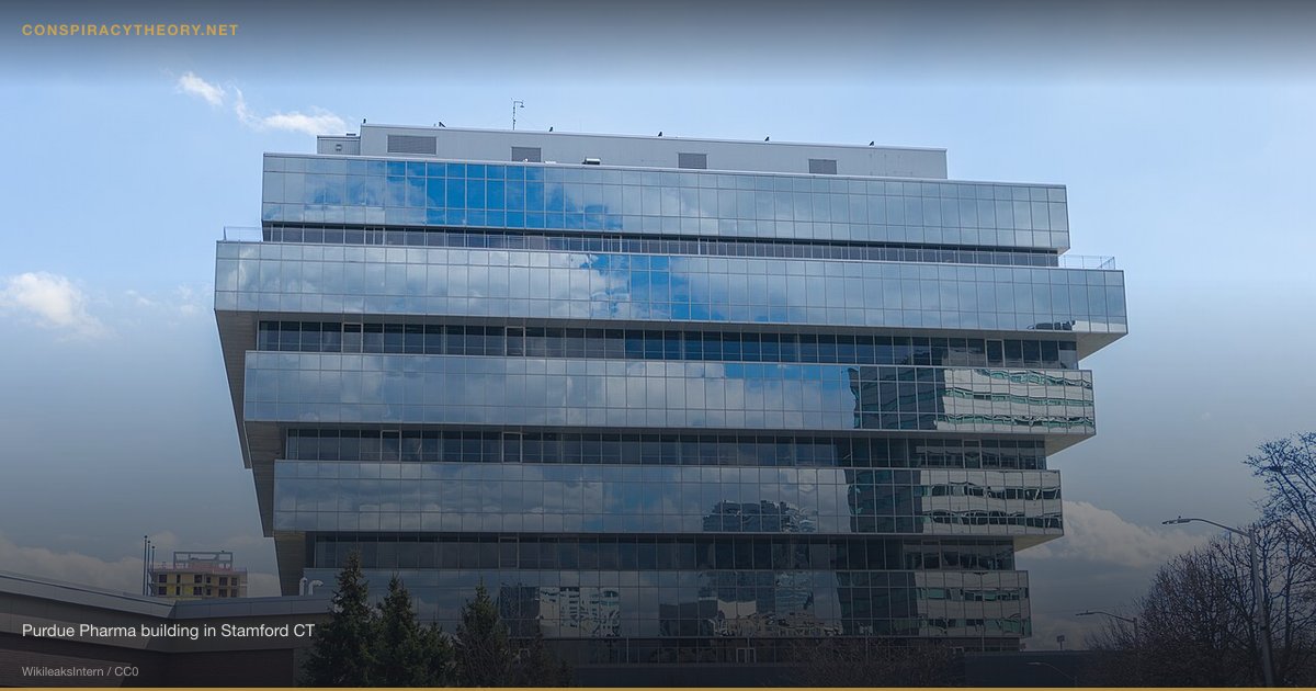 Big Pharma Conspiracy Theories (1960) — Purdue Pharma building in Stamford CT