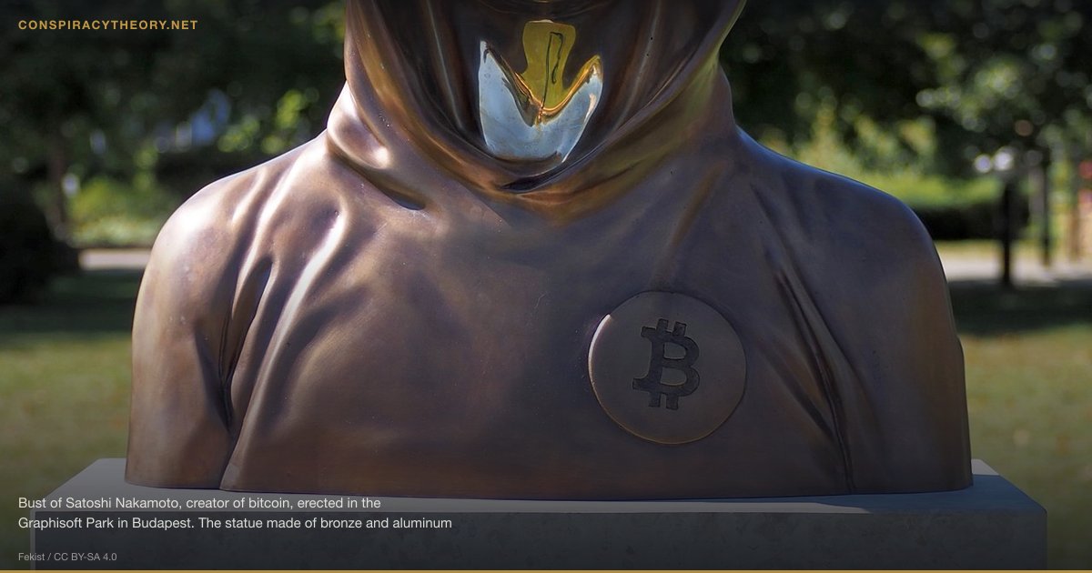 Bitcoin Was Created by the CIA / NSA (2013) — Bust of Satoshi Nakamoto, creator of bitcoin, erected in the Graphisoft Park in Budapest. The statue made of bronze and aluminum alloy by Tamás Gilly and Réka Gergely was inaugurated on September 16, 2021 at the initiative of the Hungarian Crypto Academy. (Budapest, District III, Záhony Street)