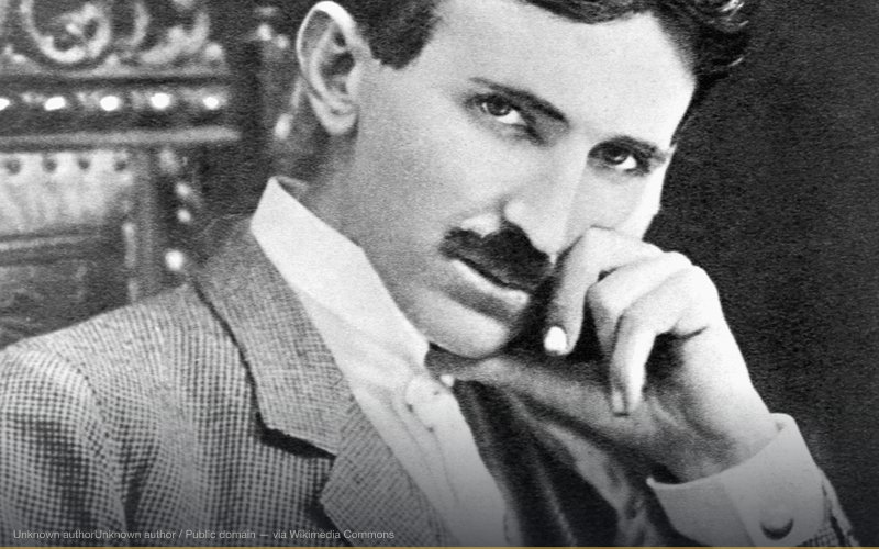 A photograph of Nikola Tesla (1856-1943) at age 40. — related to The Black Knight Satellite