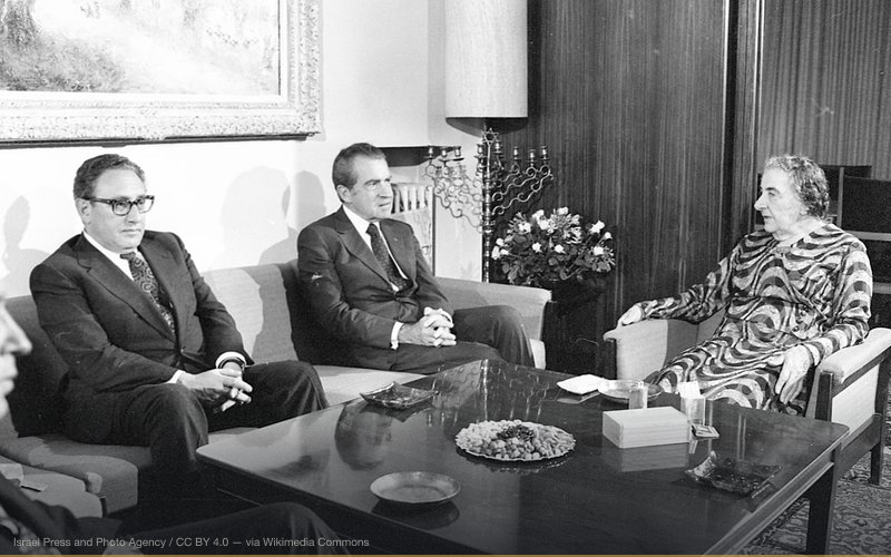 USA President Ricahard Nixon and Israeli Prime Minister Golda Meir, 1974 — related to Bohemian Grove Secret Rituals