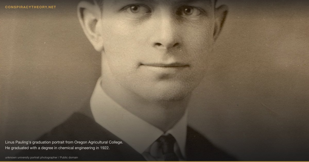 Suppressed Cancer Cures (1930) — Linus Pauling's graduation portrait from Oregon Agricultural College. He graduated with a degree in chemical engineering in 1922.