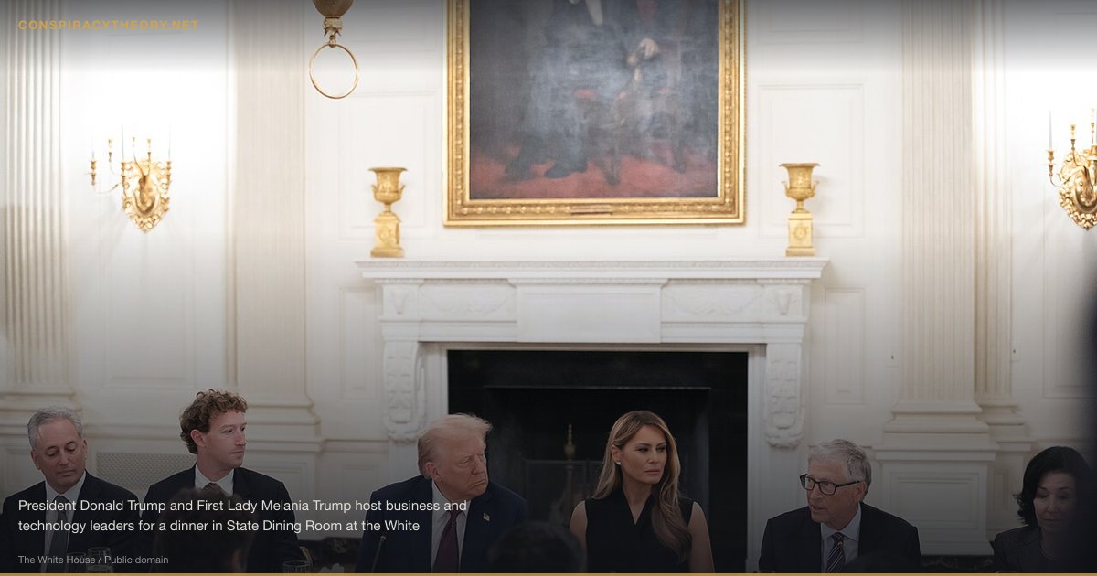 COVID Vaccine Microchip / Tracking (2020) — President Donald Trump and First Lady Melania Trump host business and technology leaders for a dinner in State Dining Room at the White House, Thursday, September 4, 2025. (Official White House Photo by Andrea Hanks)