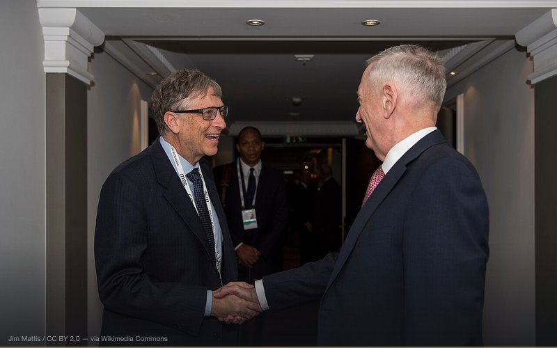 Secretary of Defense Jim Mattis meets Bill Gates in Munich, Germany, Feb. 17, 2017. (DOD photo by U.S. Air Force Tech. Sgt. Brigitte N. Brantley) — related to Mandatory Digital ID as Control Grid