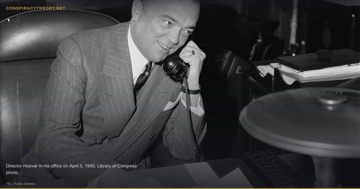 J. Edgar Hoover Murdered for His Files (1972-05-02) — Director Hoover in his office on April 5, 1940. Library of Congress photo.