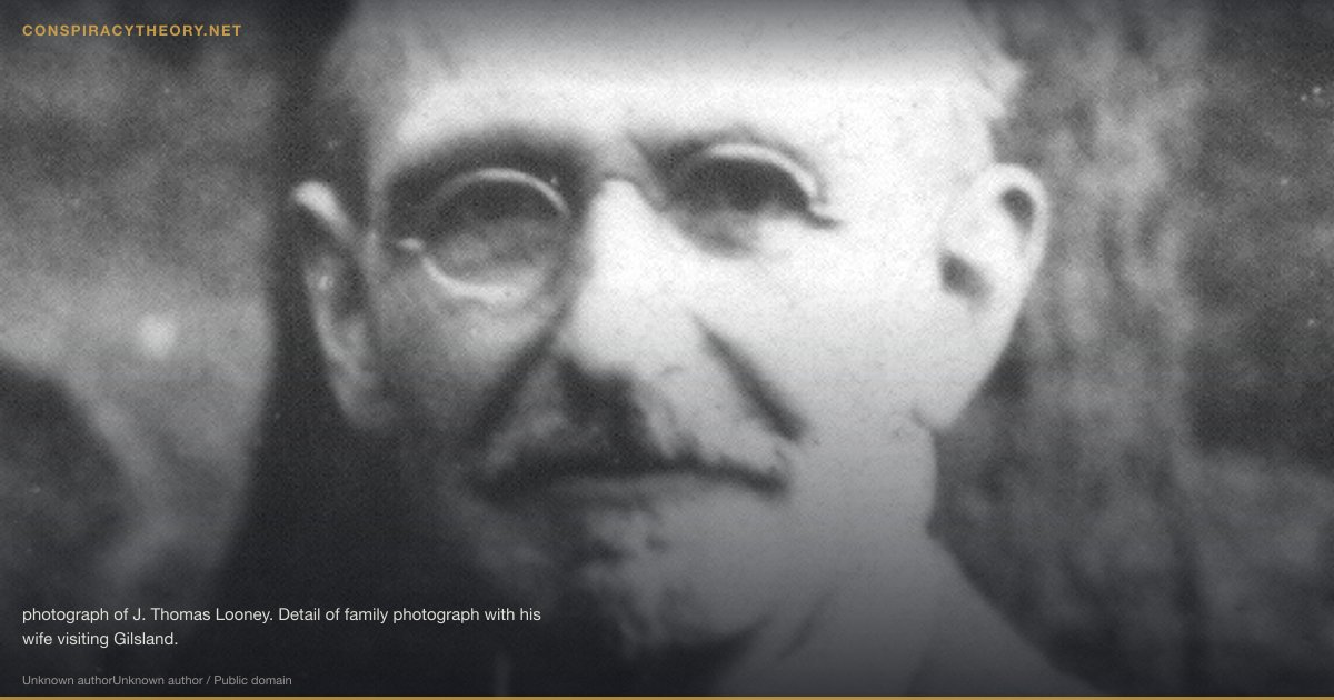 Edward de Vere (Oxfordian) Shakespeare Theory (1920) — photograph of J. Thomas Looney. Detail of family photograph with his wife visiting Gilsland.