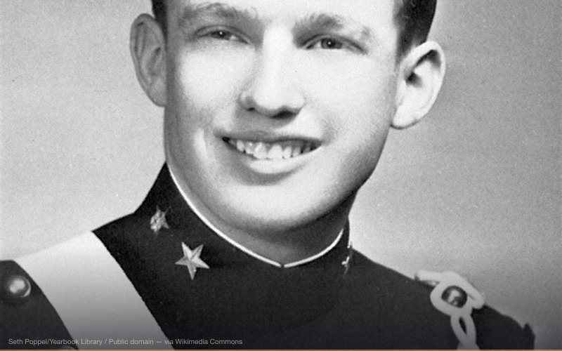 Donald John Trump, pictured on page 107 of his 1964 New York Military Academy yearbook. Full yearbook: http://www.classmates.com/yearbooks/New-York-Military-Academy/32008 (No copyright notice apparently included although website says "These are reprints from previously owned yearbooks so handwriting or effects of aging may be present, and pages, images, or other content may be missing or obscured.") — related to Election Denial / Stop the Steal Movement