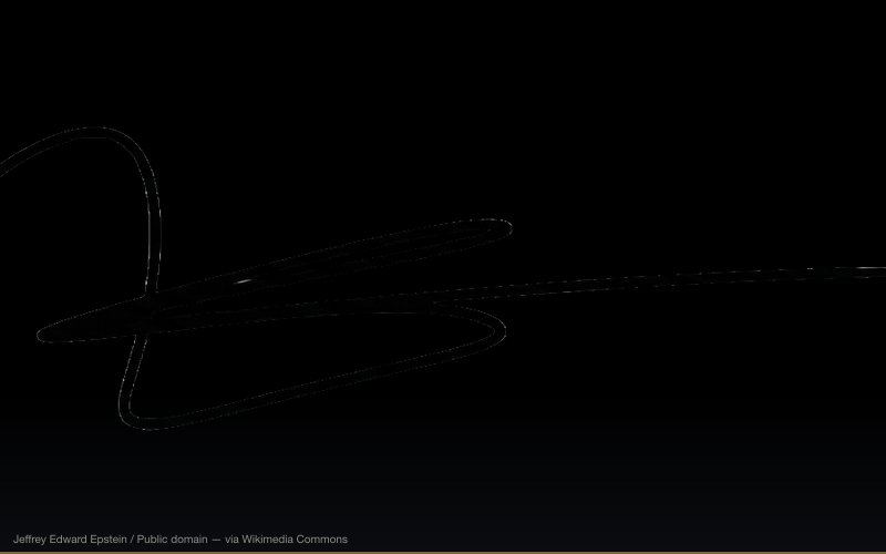 Signature of American financier and sex offender Jeffrey Epstein, per his passport at the time of his death — related to Jeffrey Epstein Faked His Death