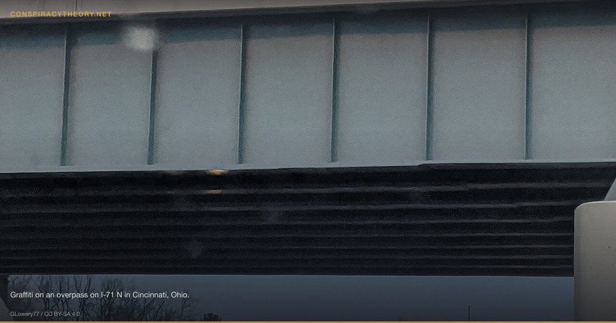 Jeffrey Epstein Faked His Death (2019) — Graffiti on an overpass on I-71 N in Cincinnati, Ohio.