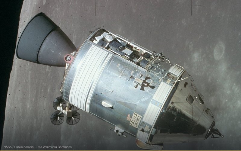 The Apollo 15 Service Module as viewed from the Apollo Lunar Module. Image has been cropped and rotated. — related to Extraterrestrial Life Cover-Up