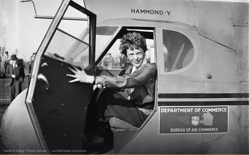 [Amelia Earhart in airplane] — related to Famous Unsolved Disappearances