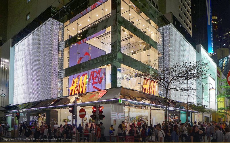 H&M Flagship store in Causeway Bay, Hong Kong — related to Fast Fashion / Engineered Disposability