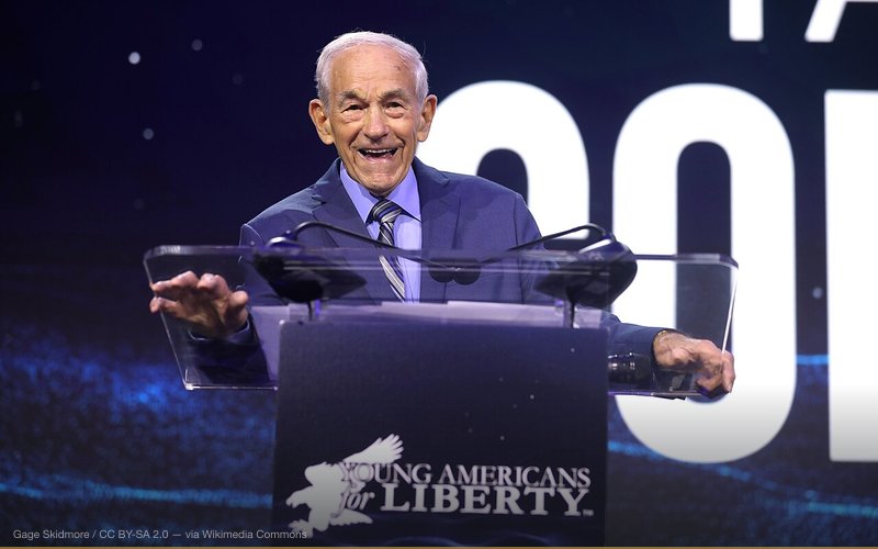 Former U.S. Congressman Ron Paul speaking with attendees at the 2024 Young Americans for Liberty National Convention at the Gaylord Palms Resort and Convention Center in Kissimmee, Florida. Please attribute to Gage Skidmore if used elsewhere. — related to Federal Reserve Is a Private Bank Conspiracy