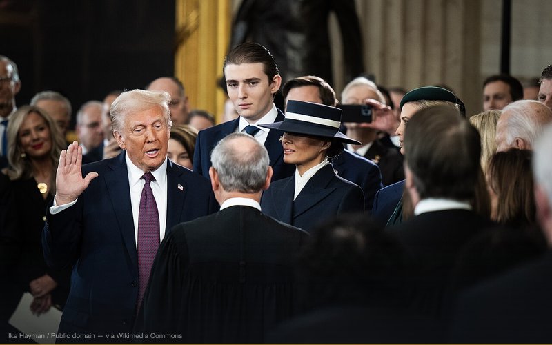 Donald Trump takes the oath of office as the 47th president of the United States, January 20, 2025 — related to The Great Awakening — QAnon's Endgame