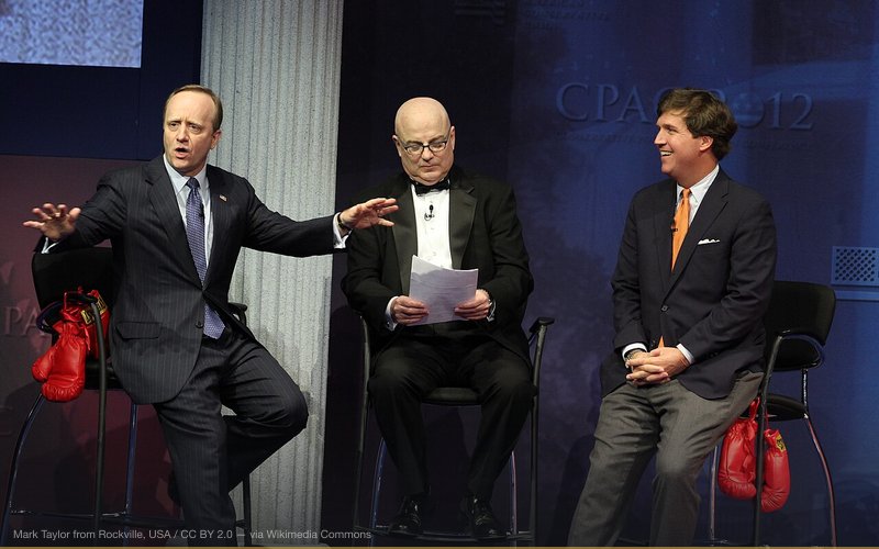 CPAC 2012 'Fight Club' Debate with Paul Begala and Tucker Carlson, Thomas McDevitt, President, The Washington Times is the Moderator. — related to Great Replacement / White Genocide Theory