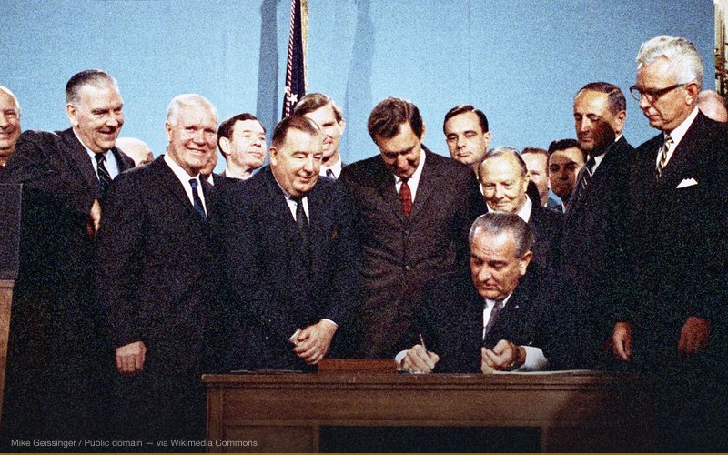 President Lyndon B. Johnson signing the 1967 Clean Air Act in the East Room of the White House. — related to Gulf of Tonkin Incident — The Fabricated Attack That Started the Vietnam War