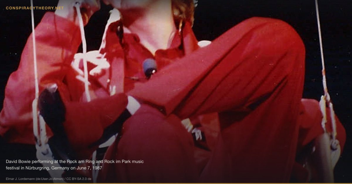 Hollywood Illuminati Symbolism (2000s) — David Bowie performing at the Rock am Ring and Rock im Park music festival in Nürburgring, Germany on June 7, 1987