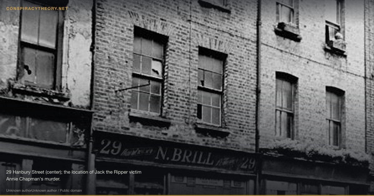 Jack the Ripper — The Identity Theories (1888-08-31) — 29 Hanbury Street (center); the location of Jack the Ripper victim Annie Chapman's murder.