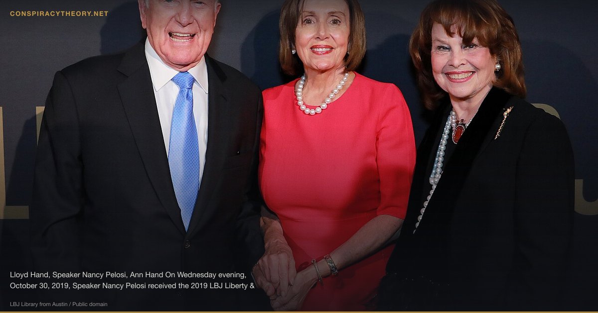 January 6 Capitol Attack — False Flag Theory (2021) — Lloyd Hand, Speaker Nancy Pelosi, Ann Hand On Wednesday evening, October 30, 2019, Speaker Nancy Pelosi received the 2019 LBJ Liberty & Justice for All award from the LBJ Foundation. The event was held at the Andrew W. Mellon Auditorium in Washington D.C. LBJ Foundation photo by Daniel SwartzOn Wednesday evening, October 30, 2019, Speaker Nancy Pelosi received the 2019 LBJ Liberty & Justice for All award from the LBJ Foundation. The event was held at the Andrew W. Mellon Auditorium in Washington D.C. LBJ Foundation photo by Amanda Rhoades