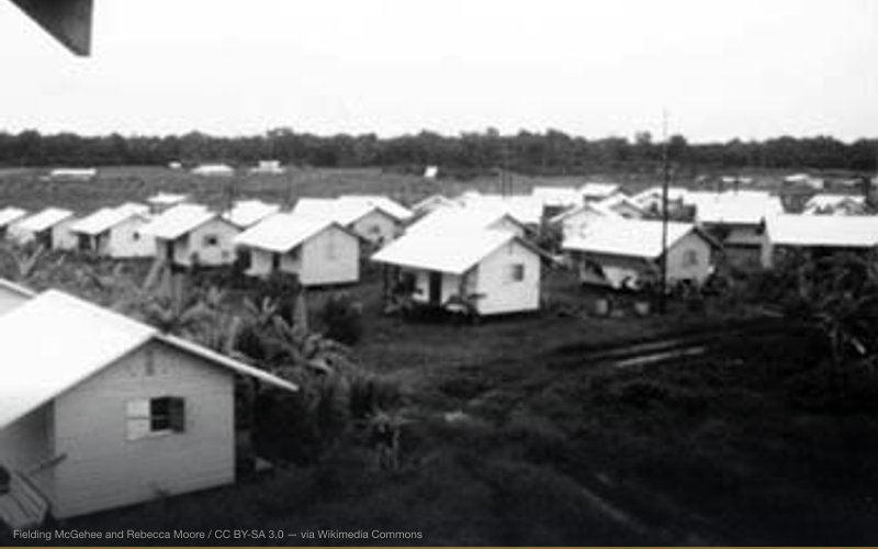 Houses in Jonestown, Guyana, 1979. — related to Jonestown and the Peoples Temple