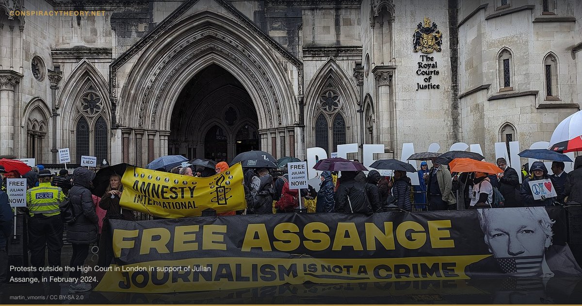Journalist Whistleblowers and Their Fates (1970s) — Protests outside the High Court in London in support of Julian Assange, in February 2024.