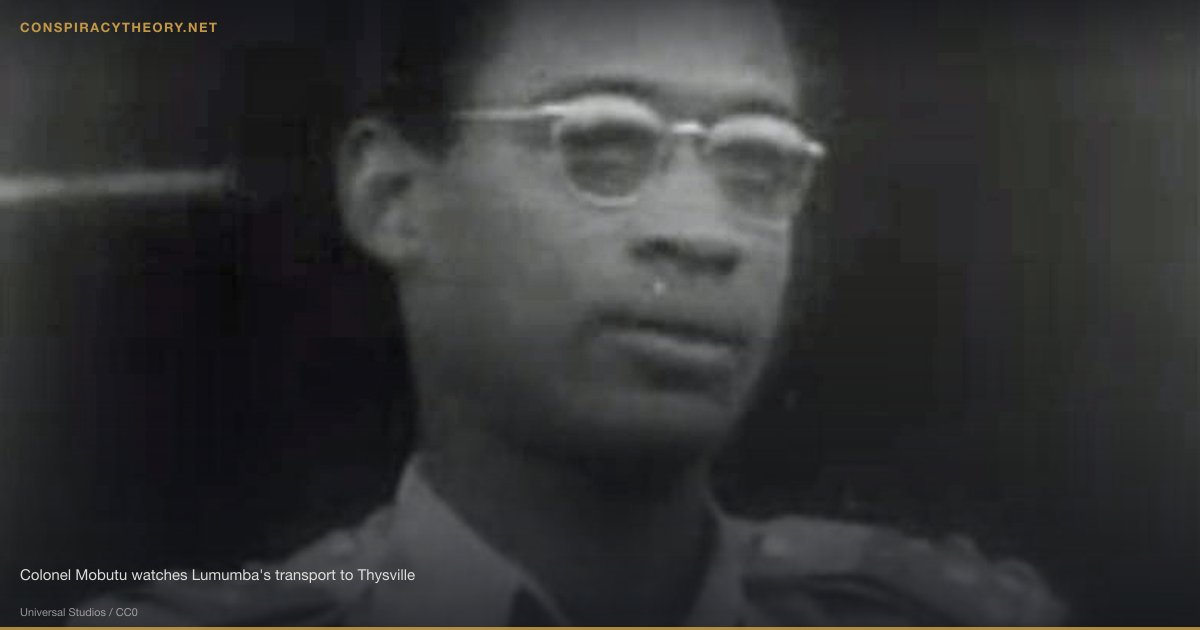 Patrice Lumumba — CIA/Belgian Assassination (1961-01-17) — Colonel Mobutu watches Lumumba's transport to Thysville