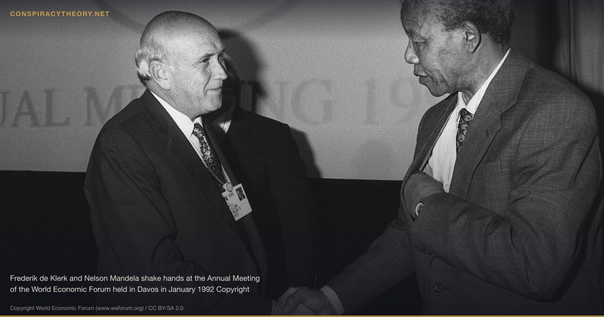 The Mandela Effect (2009) — Frederik de Klerk and Nelson Mandela shake hands at the Annual Meeting of the World Economic Forum held in Davos in January 1992 Copyright World Economic Forum (www.weforum.org)