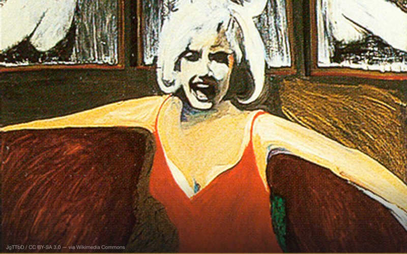 Left part of James Gill's painting "Marylin Tryptich" — related to Marilyn Monroe Was Murdered