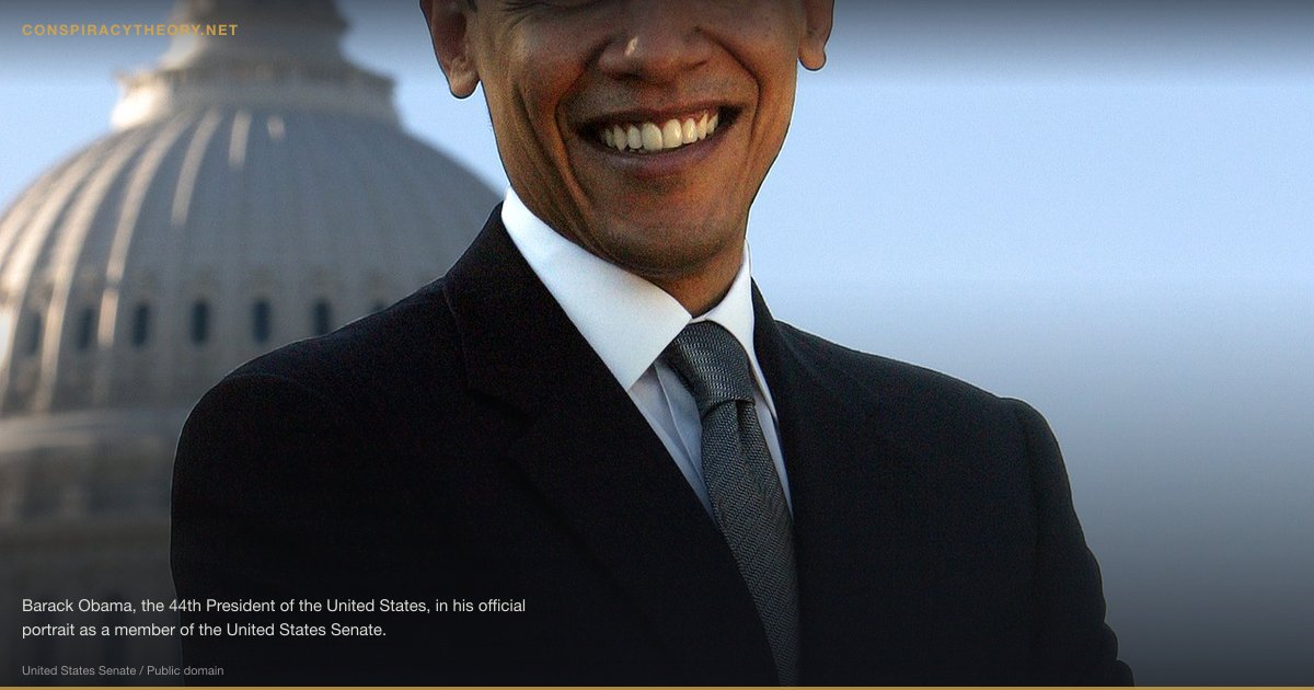 Obama Birther Conspiracy (2008) — Barack Obama, the 44th President of the United States, in his official portrait as a member of the United States Senate.