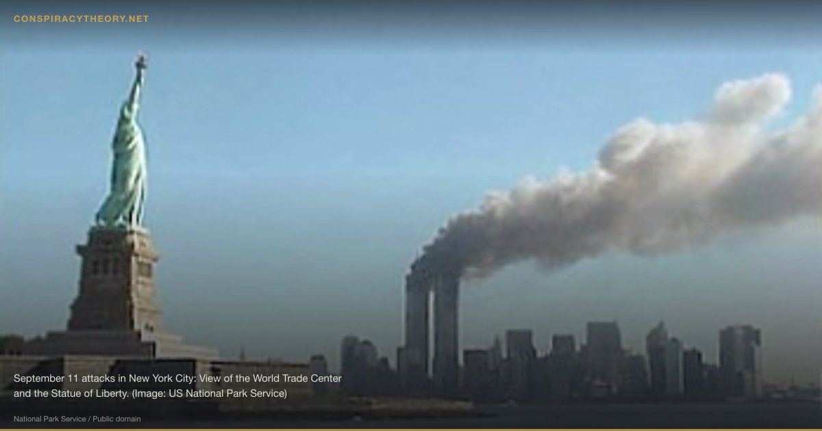 Operation Cyclone — CIA Arms to Afghan Mujahideen / Al-Qaeda Blowback (1979) — September 11 attacks in New York City: View of the World Trade Center and the Statue of Liberty. (Image: US National Park Service)