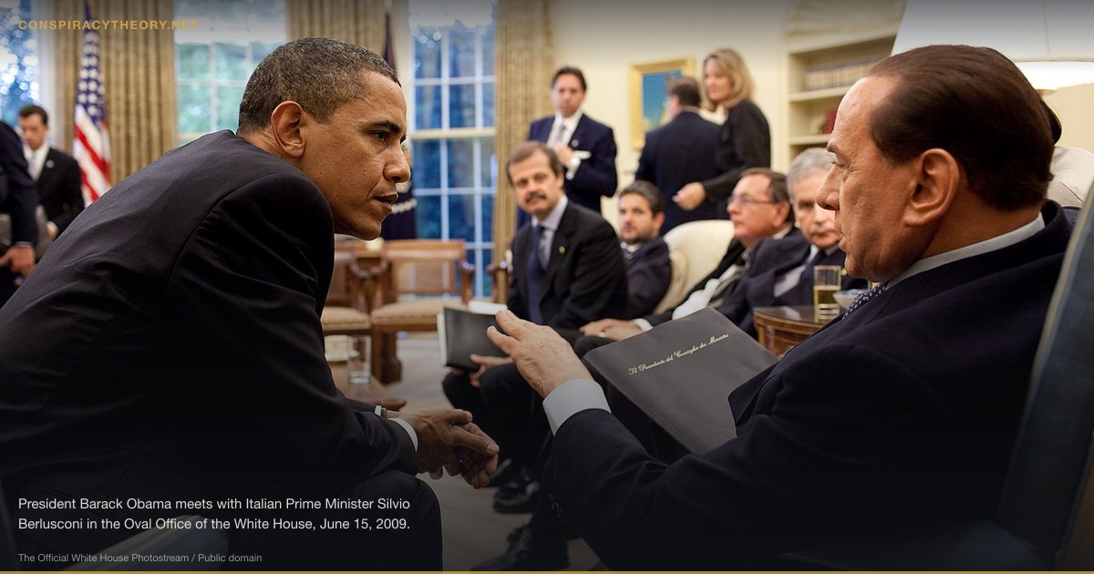 P2 Lodge — Italy's Masonic Shadow Government (1945) — President Barack Obama meets with Italian Prime Minister Silvio Berlusconi in the Oval Office of the White House, June 15, 2009. (Official White House Photo by Pete Souza) This official White House photograph is in the public domain from a copyright perspective, so while restrictions such as personality or privacy rights may apply, in general, manipulations are allowed.