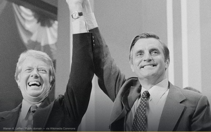 Jimmy Carter (left) and Walter Mondale at the Democratic National Convention, New York City — related to Panama Canal Trump Conspiracy