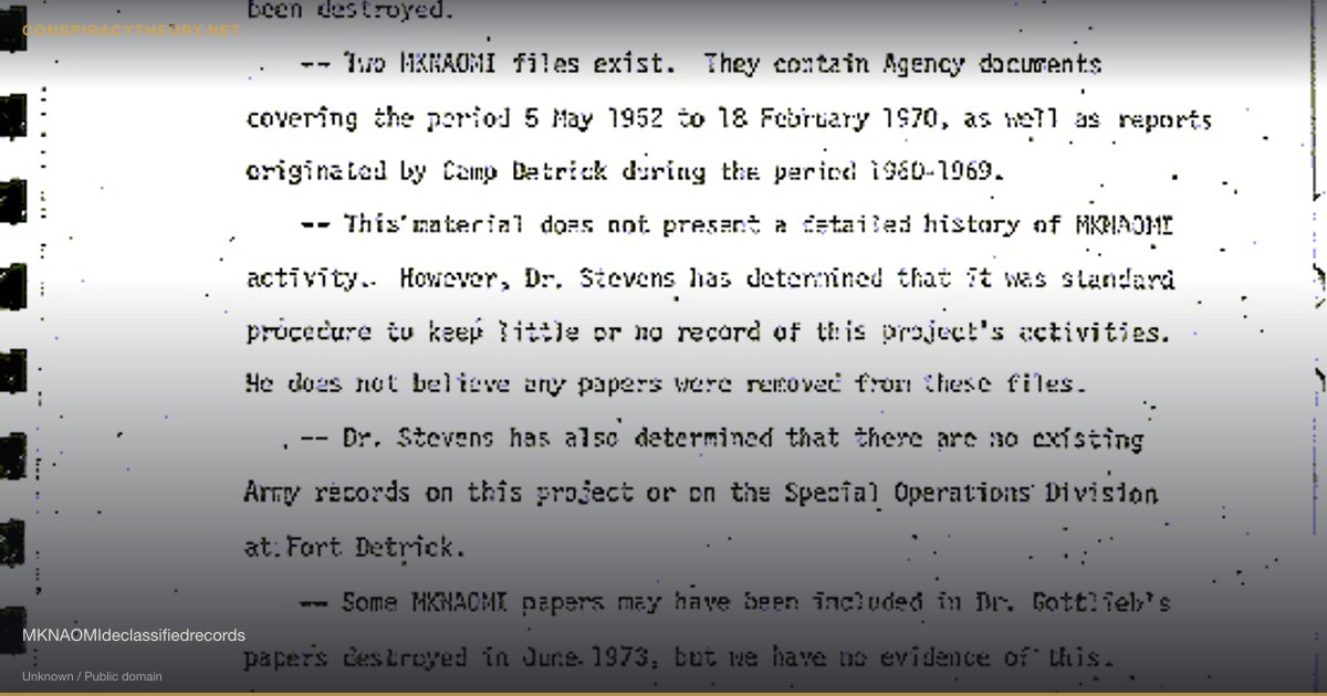 MKNAOMI — CIA Biological/Chemical Weapons Program (1952) — MKNAOMIdeclassifiedrecords