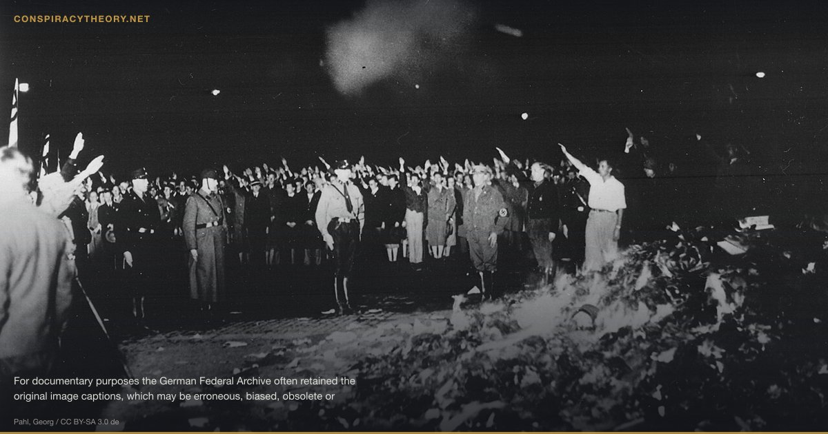 Reichstag Fire — Nazi False Flag (1933) — For documentary purposes the German Federal Archive often retained the original image captions, which may be erroneous, biased, obsolete or politically extreme. Die öffentliche Verbrennung undeutscher Schriften und Bücher auf dem Opernplatz Unter den Linden in Berlin, durch Studenten der Berliner Universitäten! Die von den Studenten eingesammelten undeutschen Schriften und Bücher, werden öffentlich auf dem Opernplatz in Berlin, ins Feuer geworfen.