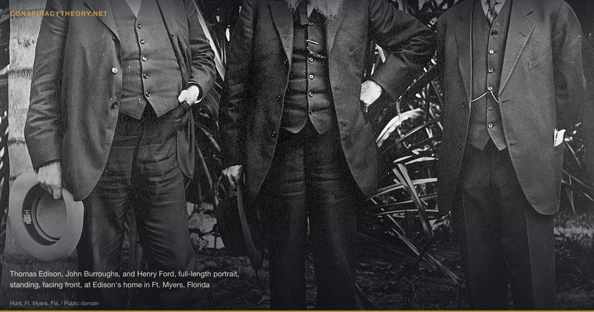 The Rendlesham Forest Incident (1980) — Thomas Edison, John Burroughs, and Henry Ford, full-length portrait, standing, facing front, at Edison's home in Ft. Myers, Florida