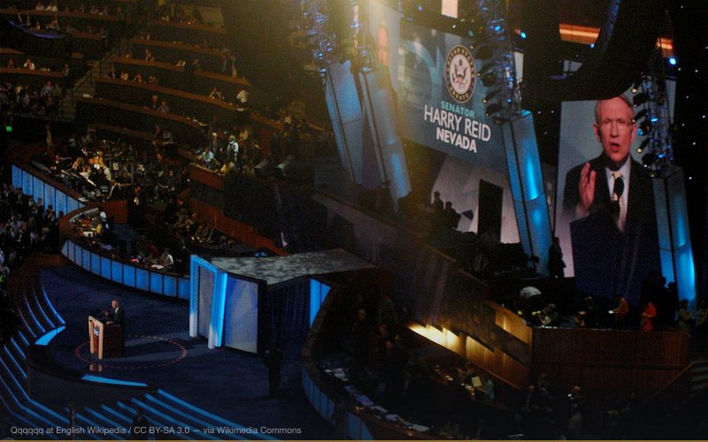 Harry Reid speaks during the third day of the 2008 Democratic National Convention in Denver, Colorado. â related to Skinwalker Ranch -- Pentagon AATIP Connection