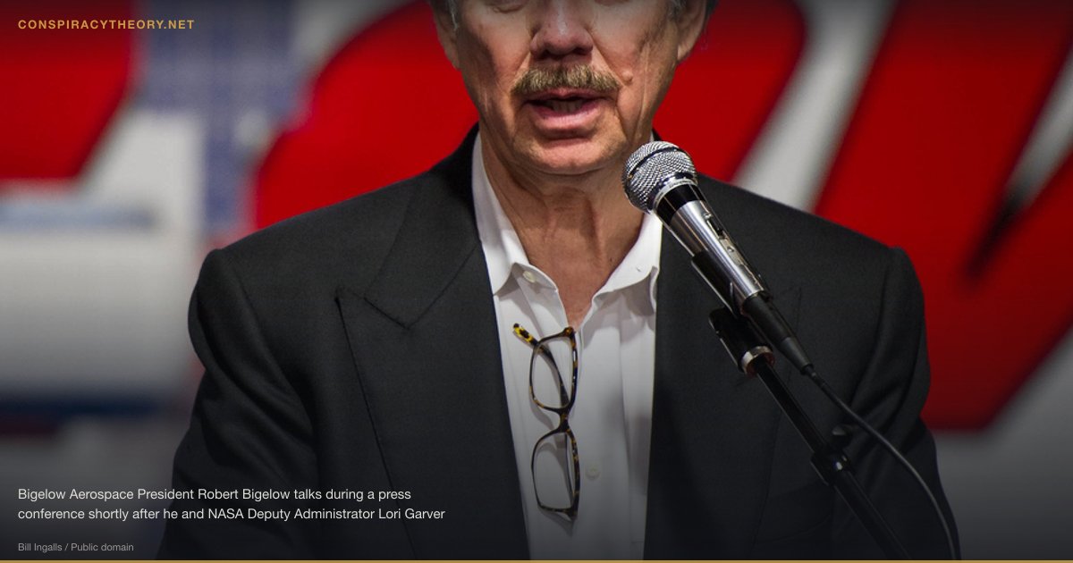 Skinwalker Ranch — UFO Portal / Paranormal Hotspot (1994) — Bigelow Aerospace President Robert Bigelow talks during a press conference shortly after he and NASA Deputy Administrator Lori Garver toured the Bigelow Aerospace facilities on Friday, Feb. 4, 2011, in Las Vegas. NASA has been discussing potential partnership opportunities with Bigelow for its inflatable habitat technologies as part of NASA's goal to develop innovative technologies to ensure that the U.S. remains competitive in future space endeavors. Photo ID: 201102040005HQ
