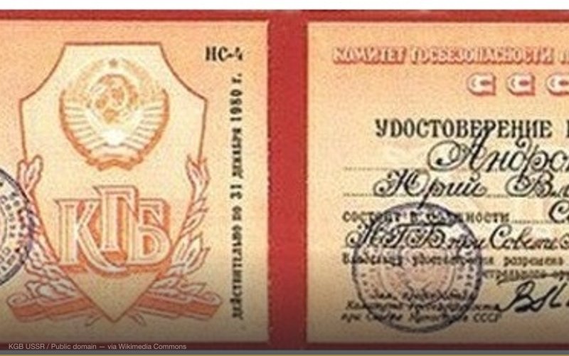 Identity cards The Chairman of the KGB of the USSR Yuri Andropov. Expires on 31 December 1980 — related to Soviet KGB Active Measures in the West