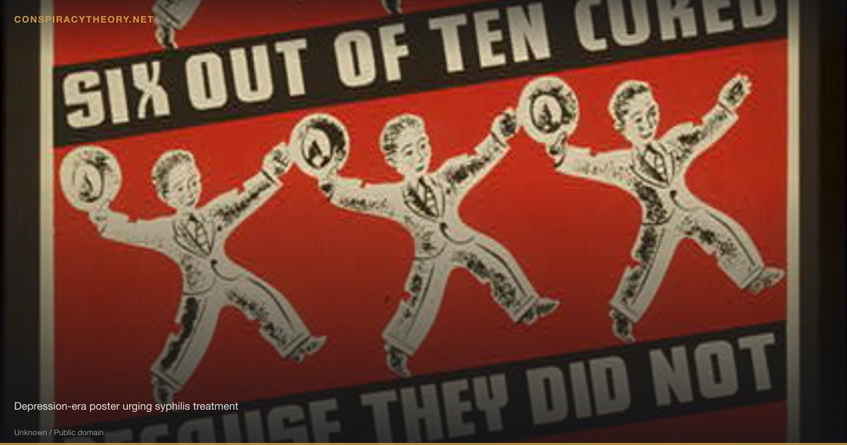 Tuskegee Syphilis Study (1932) — Depression-era poster urging syphilis treatment