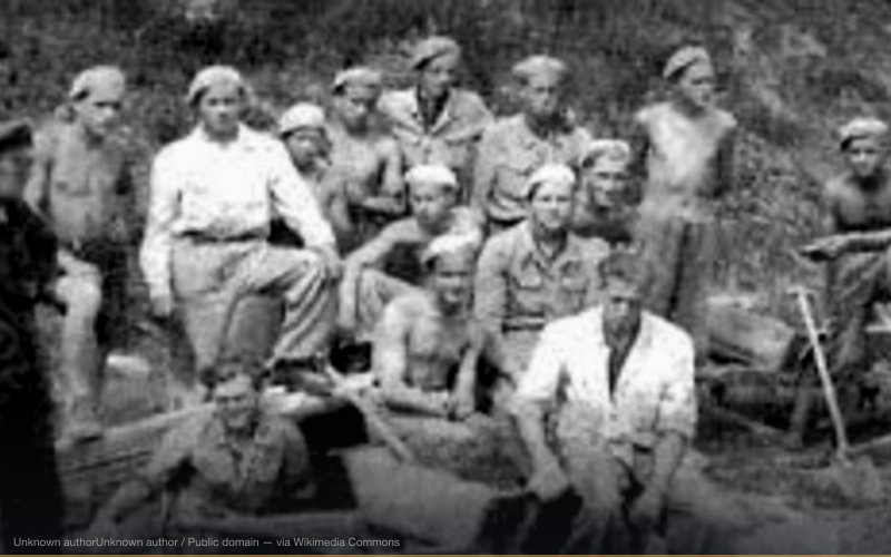 Baudienst in occupied Kraków (suburban Czyżyny area of the General Government), circa 1941. Second from right (leaning against massive wheel-barrel), is Karol Wojtyła, future Pope Saint John Paul II. First from right, Henryk Czerniak. — related to Vatican Systemic Cover-Up of Child Abuse