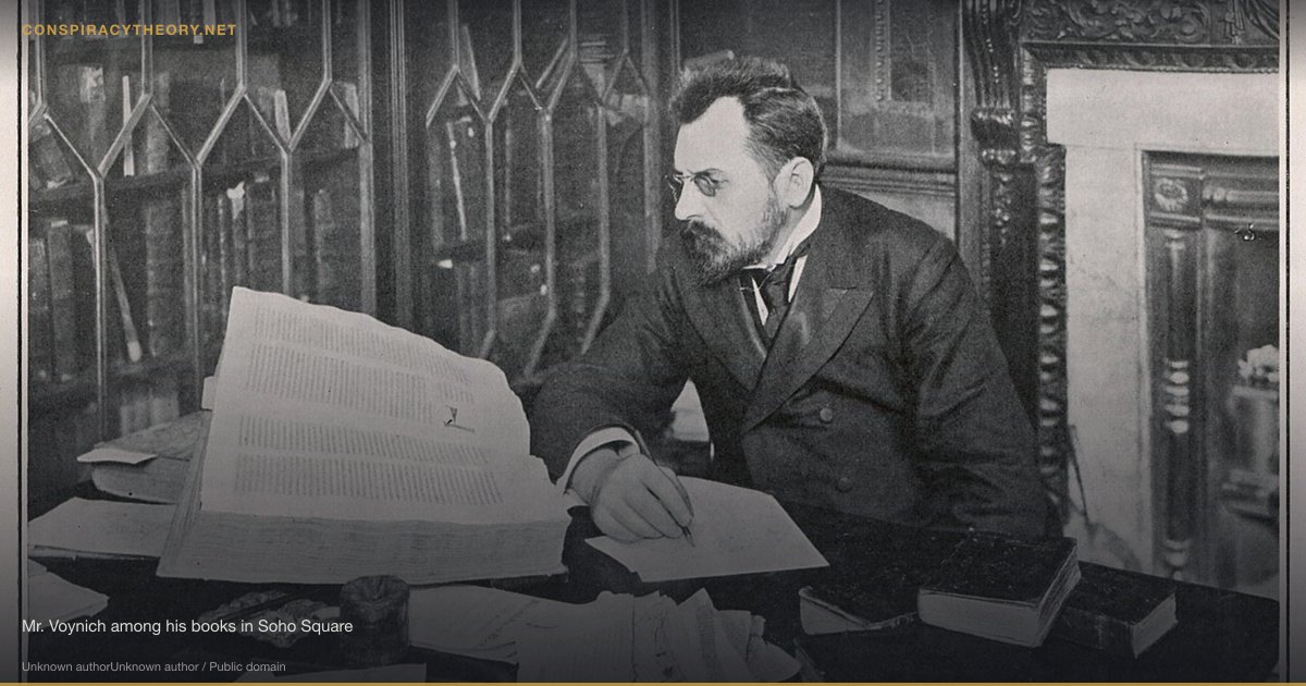 The Voynich Manuscript (1404) — Mr. Voynich among his books in Soho Square