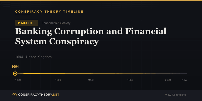 Banking Corruption and Financial System Conspiracy — Conspiracy Theory Timeline 1694, United Kingdom