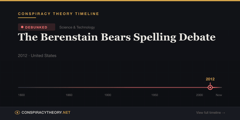 The Berenstain Bears Spelling Debate — Conspiracy Theory Timeline 2012, United States