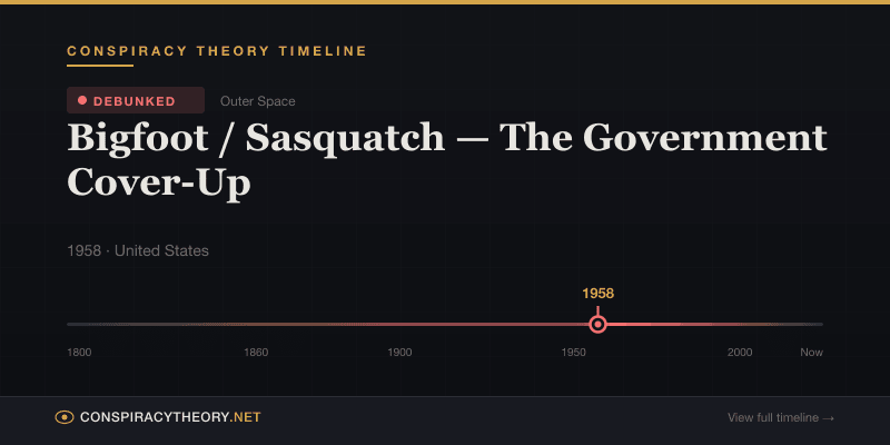 Bigfoot / Sasquatch — The Government Cover-Up — Conspiracy Theory Timeline 1958, United States