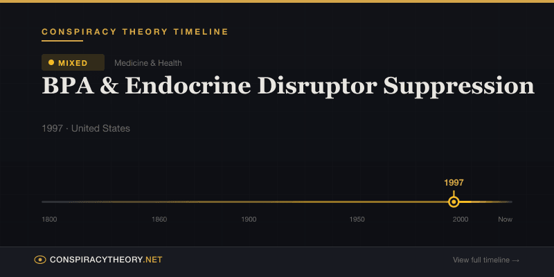 BPA & Endocrine Disruptor Suppression — Conspiracy Theory Timeline 1997, United States