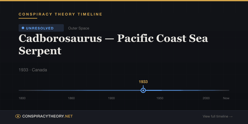 Cadborosaurus — Pacific Coast Sea Serpent — Conspiracy Theory Timeline 1933, Canada