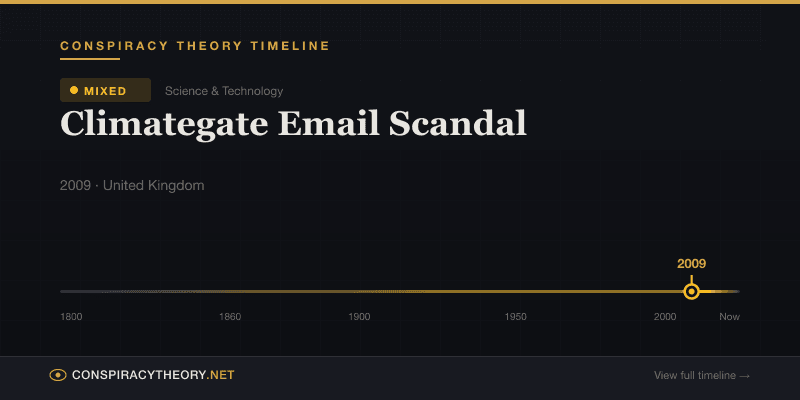 Climategate Email Scandal — Conspiracy Theory Timeline 2009, United Kingdom