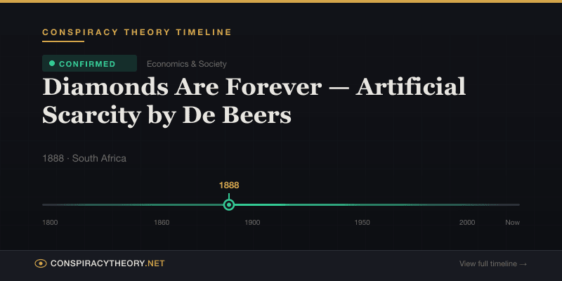 Diamonds Are Forever — Artificial Scarcity by De Beers — Conspiracy Theory Timeline 1888, South Africa